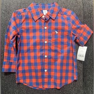 Carter’s Red / Blue Plaid Button Up Shirt Size 2T New